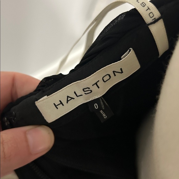 Halston Black Strapless Evening Gown with Cape - Picture 4 of 6